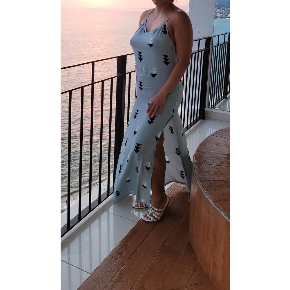 Wild fox arrow side slit button maxi dress